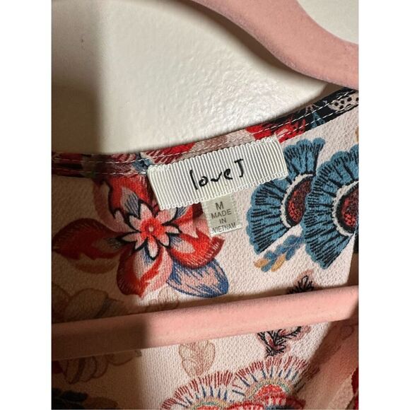 Love j Floral Beige and Red Wrap Dress Size Medium - Picture 4 of 6